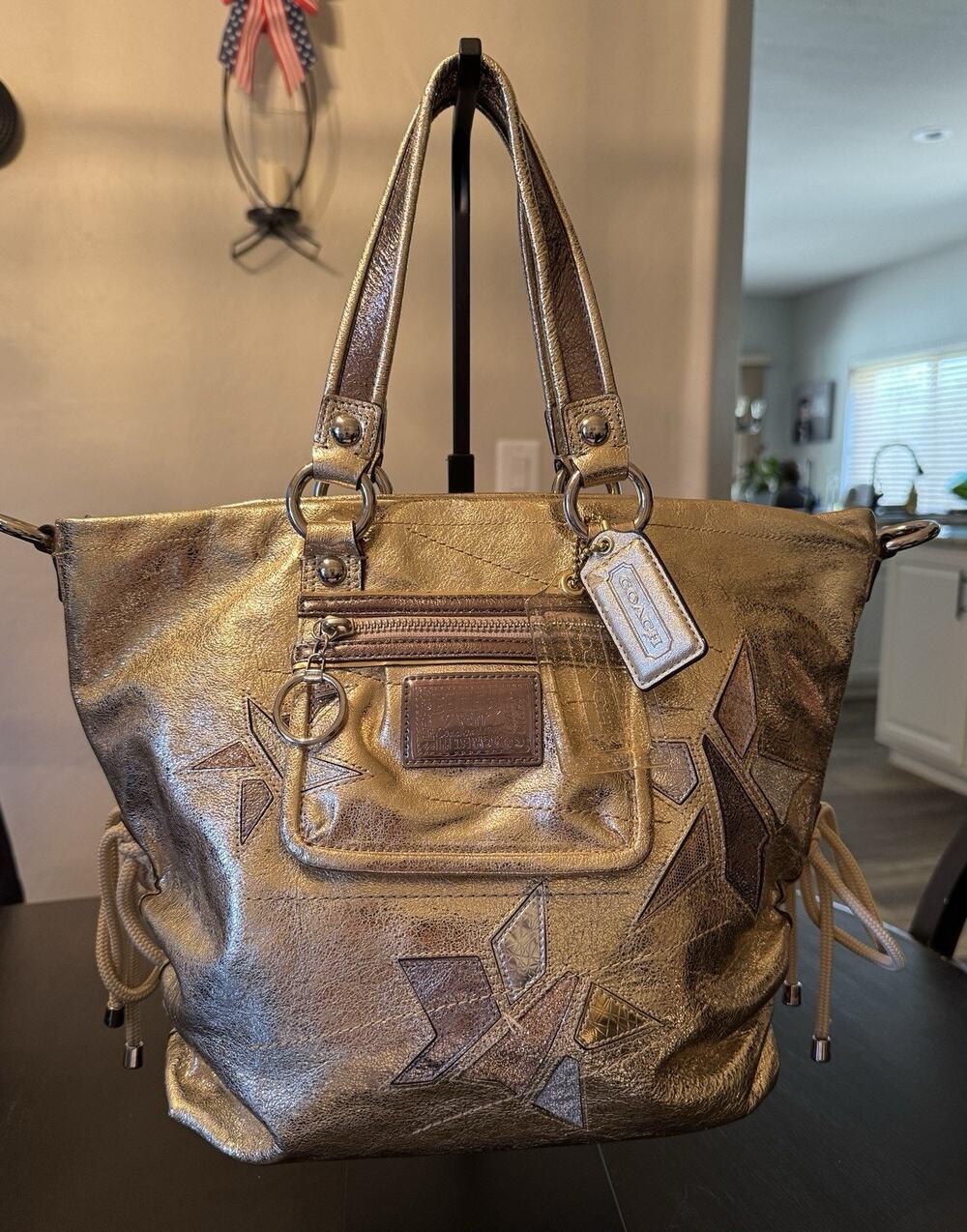 Coach Poppy Metallic Star Spotlight Tote Bag 10650 Y2K Shoulder Bag EUC
